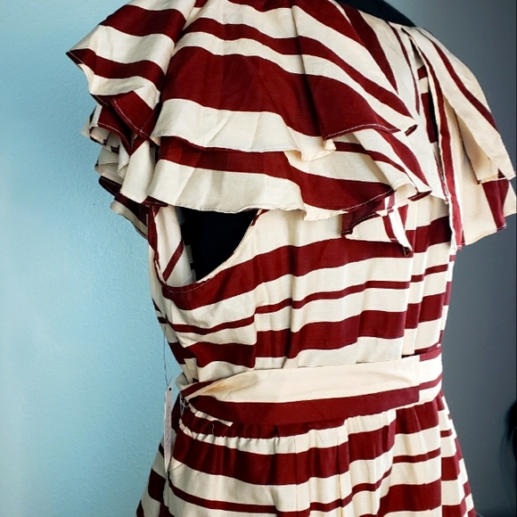 NWT Eloquii Double Ruffle Stripe Maxi Dress - Picture 2 of 6